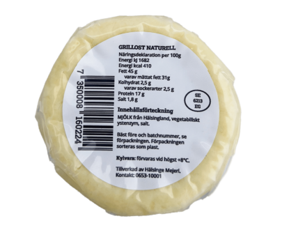 Hälsinge Mejeri, Grillost, Stekost, Naturell, Innehållsförteckning
