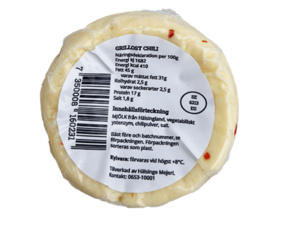Hälsinge Mejeri, Grillost, Stekost, Chili, innehållsförteckning